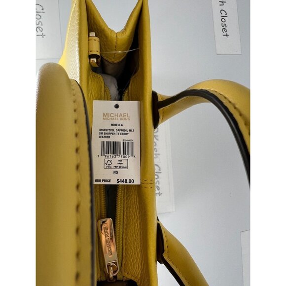 Michael Kors tote mirella small shopper top zip handbag crossbody daffodil multi - Picture 8 of 11